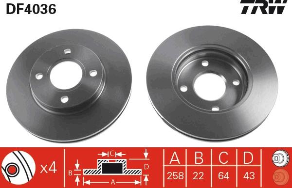 TRW DF4036 - Brake Disc autospares.lv