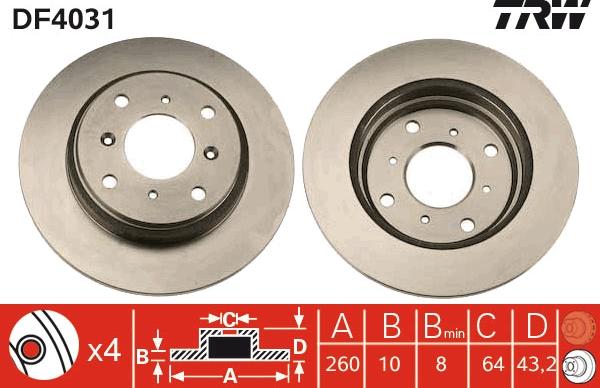 TRW DF4031 - Brake Disc autospares.lv