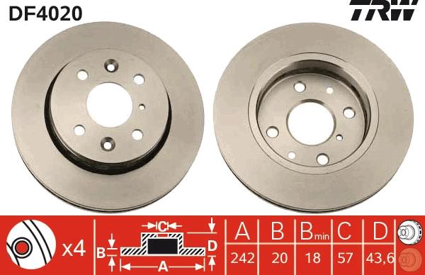 TRW DF4020 - Brake Disc autospares.lv