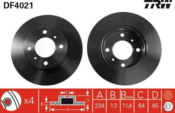 TRW DF4021 - Brake Disc autospares.lv