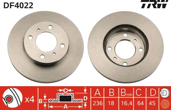 TRW DF4022 - Brake Disc autospares.lv