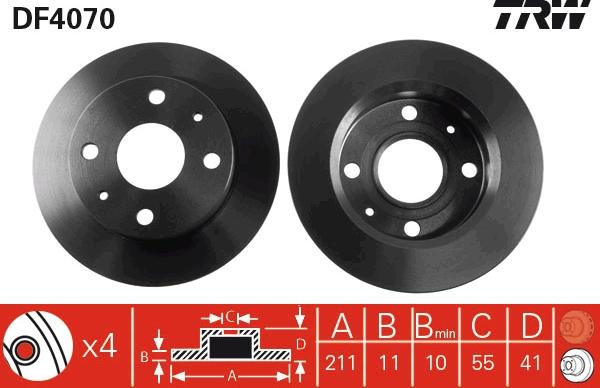 TRW DF4070 - Brake Disc autospares.lv