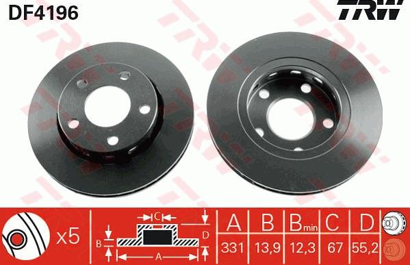 TRW DF4196 - Brake Disc autospares.lv