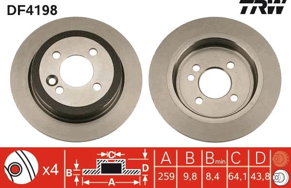 TRW DF4198 - Brake Disc autospares.lv