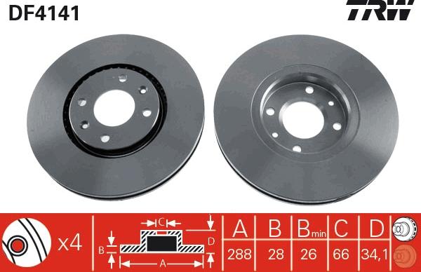 TRW DF4141 - Brake Disc autospares.lv