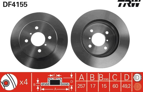 TRW DF4155 - Brake Disc autospares.lv