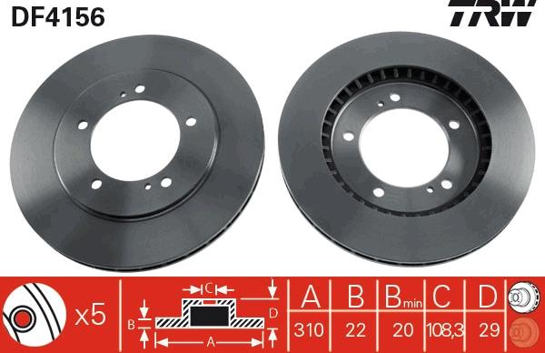 TRW DF4156 - Brake Disc autospares.lv