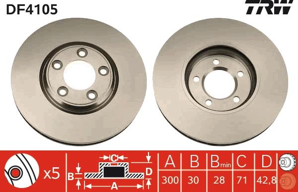 TRW DF4105 - Brake Disc autospares.lv