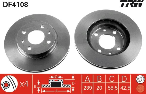 TRW DF4108 - Brake Disc autospares.lv