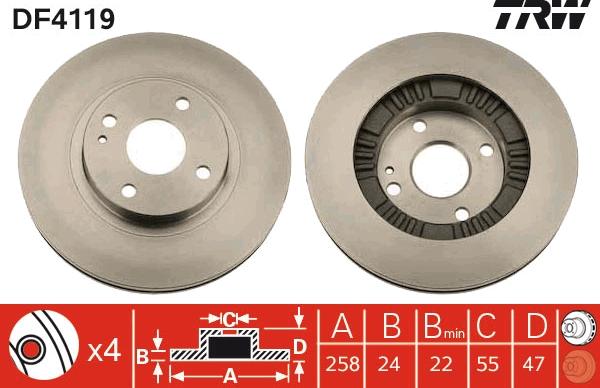 TRW DF4119 - Brake Disc autospares.lv