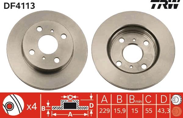 TRW DF4113 - Brake Disc autospares.lv