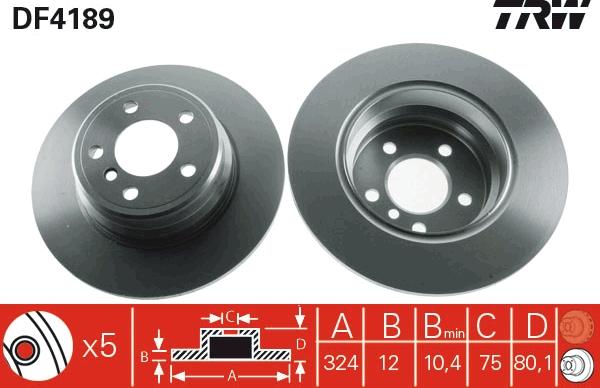 TRW DF4189 - Brake Disc autospares.lv