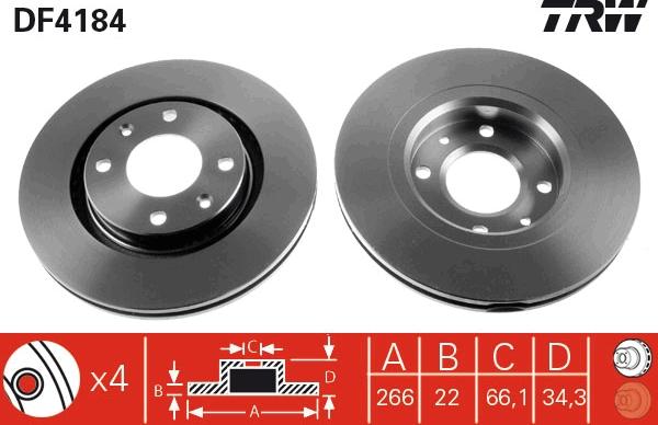 TRW DF4184 - Brake Disc autospares.lv