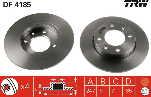 TRW DF4185 - Brake Disc autospares.lv