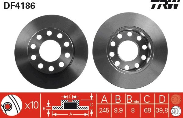 TRW DF4186 - Brake Disc autospares.lv