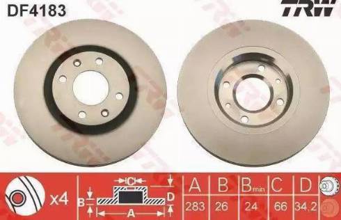 TRW DF4183BP - Brake Disc autospares.lv