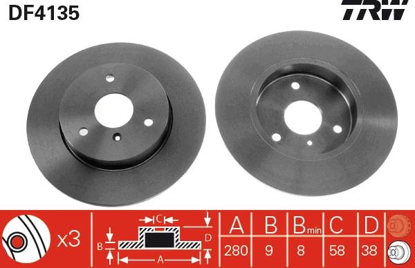 TRW DF4135 - Brake Disc autospares.lv