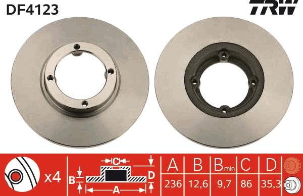 TRW DF4123 - Brake Disc autospares.lv