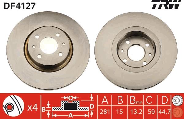 TRW DF4127 - Brake Disc autospares.lv