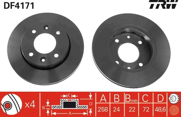 TRW DF4171 - Brake Disc autospares.lv