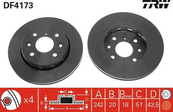 TRW DF4173 - Brake Disc autospares.lv