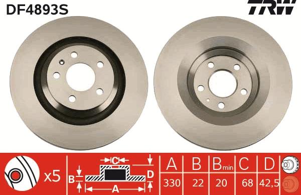 TRW DF4893S - Brake Disc autospares.lv