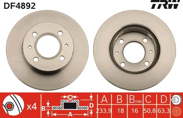 TRW DF4892 - Brake Disc autospares.lv