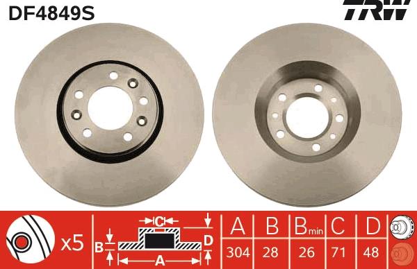 TRW DF4849S - Brake Disc autospares.lv