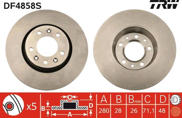 TRW DF4858S - Brake Disc autospares.lv