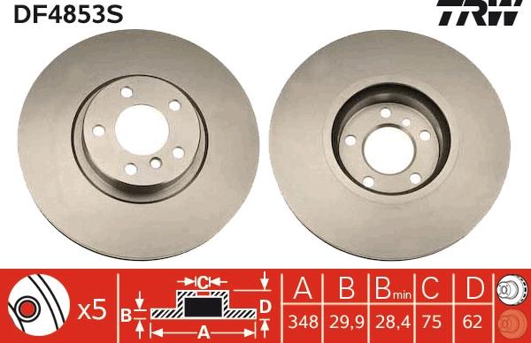 TRW DF4853S - Brake Disc autospares.lv