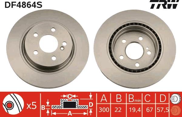 TRW DF4864S - Brake Disc autospares.lv