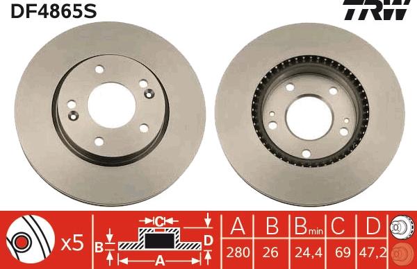 TRW DF4865S - Brake Disc autospares.lv