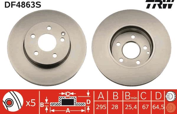 TRW DF4863S - Brake Disc autospares.lv