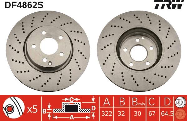 TRW DF4862S - Brake Disc autospares.lv