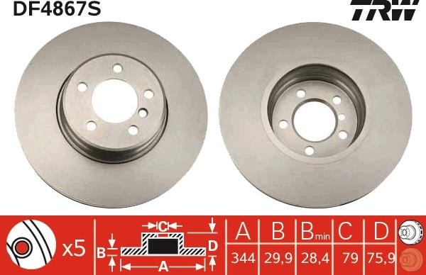 TRW DF4867S - Brake Disc autospares.lv