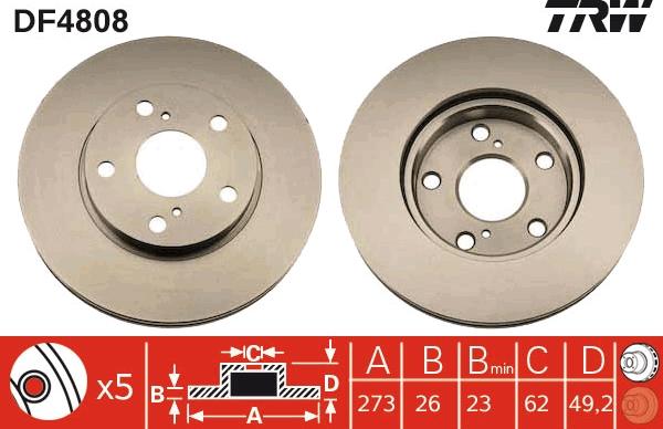 TRW DF4808 - Brake Disc autospares.lv