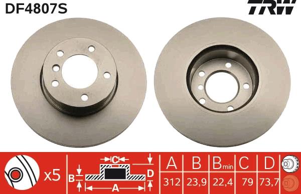 TRW DF4807S - Brake Disc autospares.lv