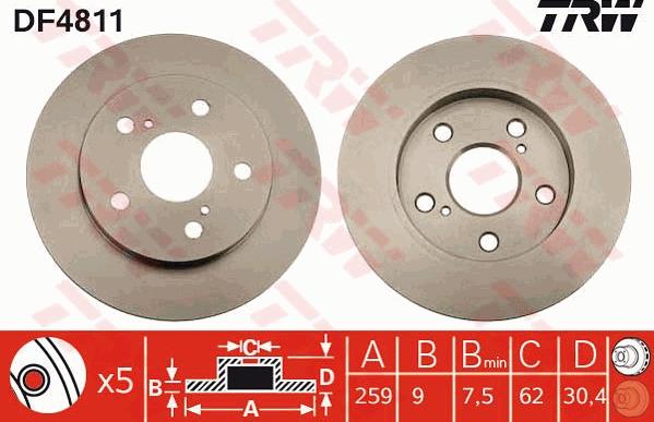 TRW DF4811 - Brake Disc autospares.lv