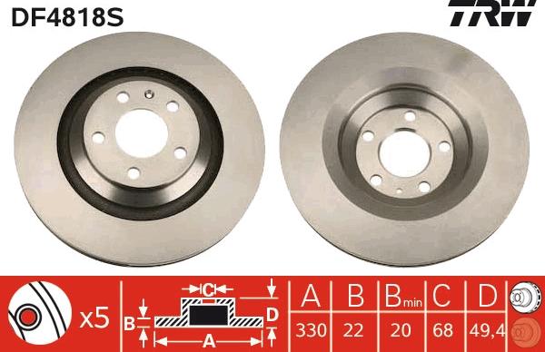 TRW DF4818S - Brake Disc autospares.lv