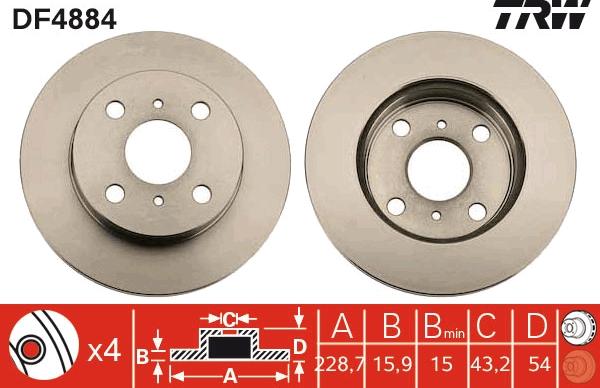 TRW DF4884 - Brake Disc autospares.lv