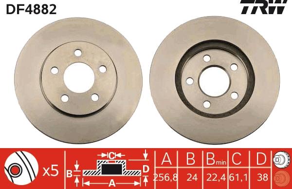 TRW DF4882 - Brake Disc autospares.lv