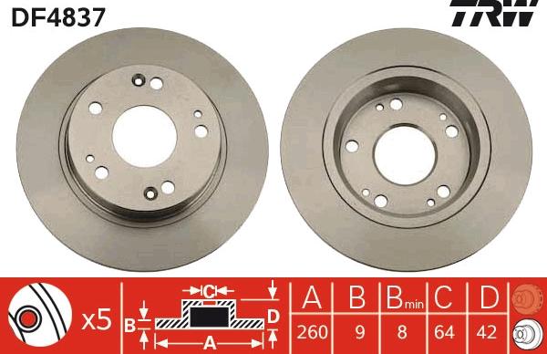 TRW DF4837 - Brake Disc autospares.lv