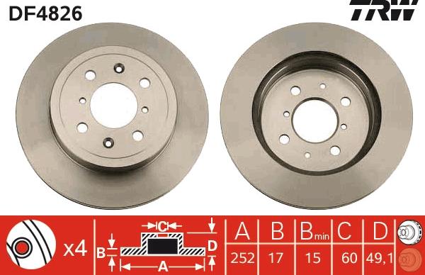 TRW DF4826 - Brake Disc autospares.lv