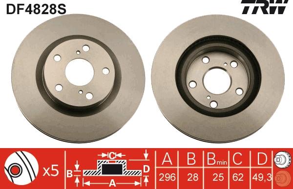 TRW DF4828S - Brake Disc autospares.lv