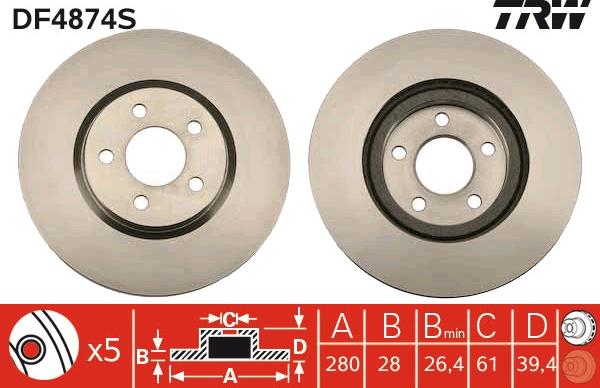 TRW DF4874S - Brake Disc autospares.lv