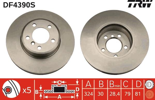 TRW DF4390S - Brake Disc autospares.lv