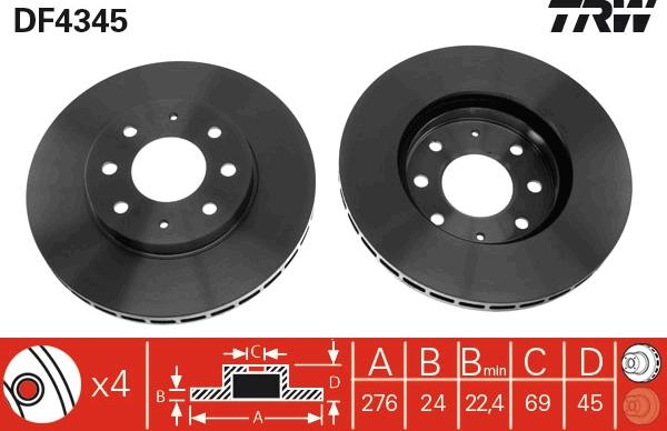 TRW DF4345 - Brake Disc autospares.lv