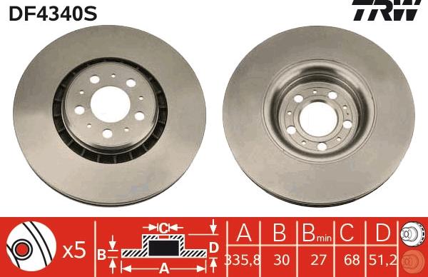 TRW DF4340S - Brake Disc autospares.lv