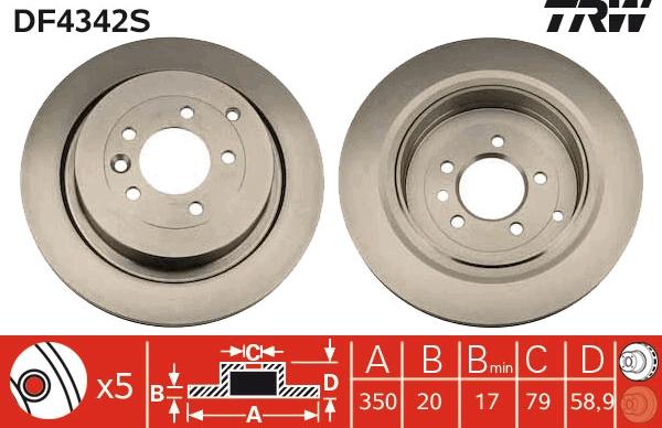 TRW DF4342S - Brake Disc autospares.lv