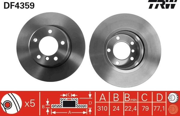 TRW DF4359 - Brake Disc autospares.lv